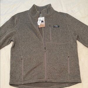 NWT LL Bean men’s large “Eucalyptus” Gray Full-Zip fleece sweater
